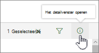 Knop voor openen van detailvenster gemarkeerd