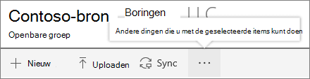 Menu SharePoint Online documentbibliotheek
