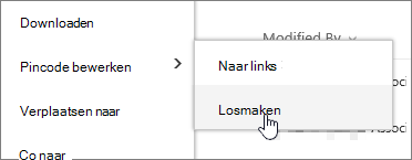 Een bestand markeren met Vastmaken en losmaken gemarkeerd