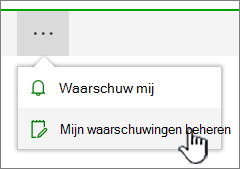 Gemarkeerde knop Waarschuwingen beheren in SharePoint Online