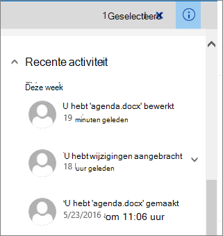 Lijst met recente activiteiten