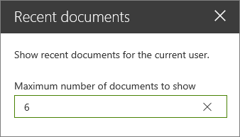 Eigenschappenvenster voor het webonderdeel Recente documenten.