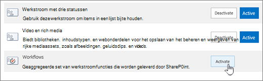 Functie voor siteverzameling die werkstromen inschakelt