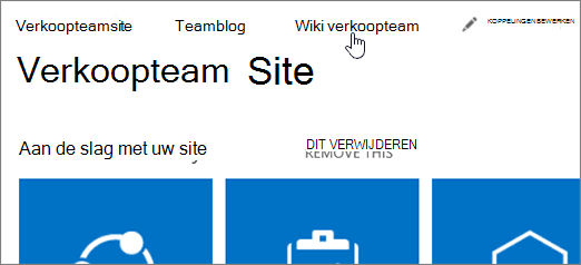 Bovenste koppelingen met één geselecteerd.