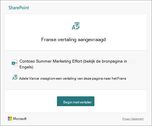 E-mail van vertaalaanvraag