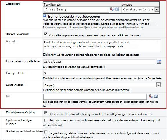 Formulier voor het invullen van uitvoeringsspecifieke gegevens