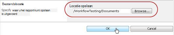 Klikken op OK voor de locatie waar het bestand moet worden opgeslagen