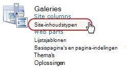 De koppeling Site-inhoudstypen onder Galerieën