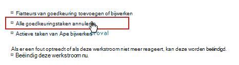 De koppeling Alle taken annuleren