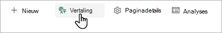 Schermopname die laat zien waar u de vertaling van een SharePoint-pagina kunt starten.