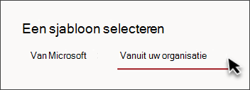 Afbeelding van het tabblad in de sitesjabloonkiezer met de tekst Van uw organisatie