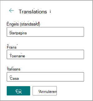Dialoogvenster Vertalingen