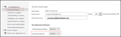 Moderne verificatie in Outlook Mozilla - stap 1