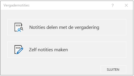 OneNote-dialoogvenster Notities bij vergadering
