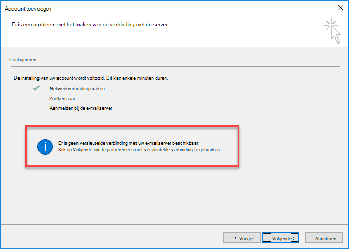 Versleutelde verbindingsfout in Outlook