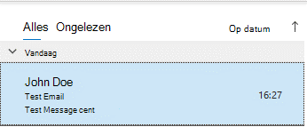 Venster Verzonden items in Outlook met verzonden e-mail die niet langer is gemarkeerd