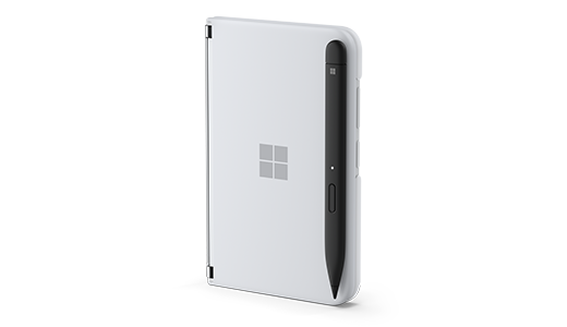 Een Surface Slim Pen 2 die is bevestigd aan de Surface Duo 2 Pen-cover.