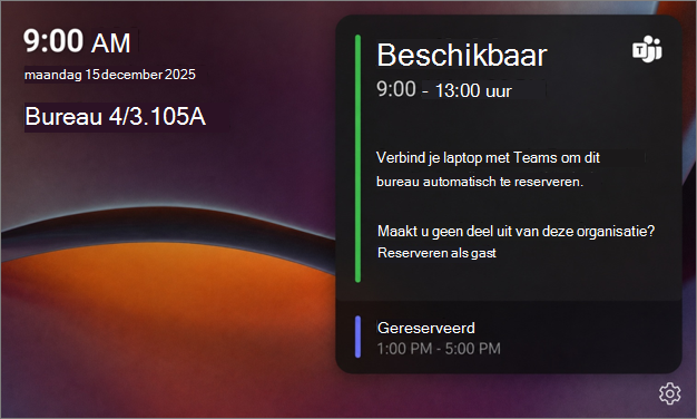 Beginscherm van Teams-bureauhub