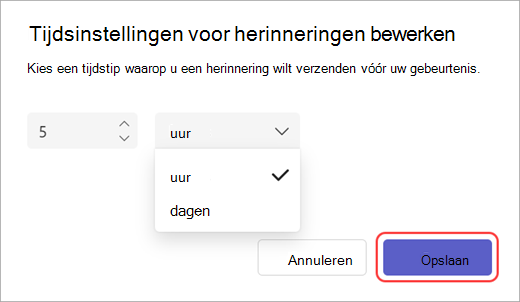Schermopname van de editor voor het verzenden van herinnerings-e-mail in Teams.