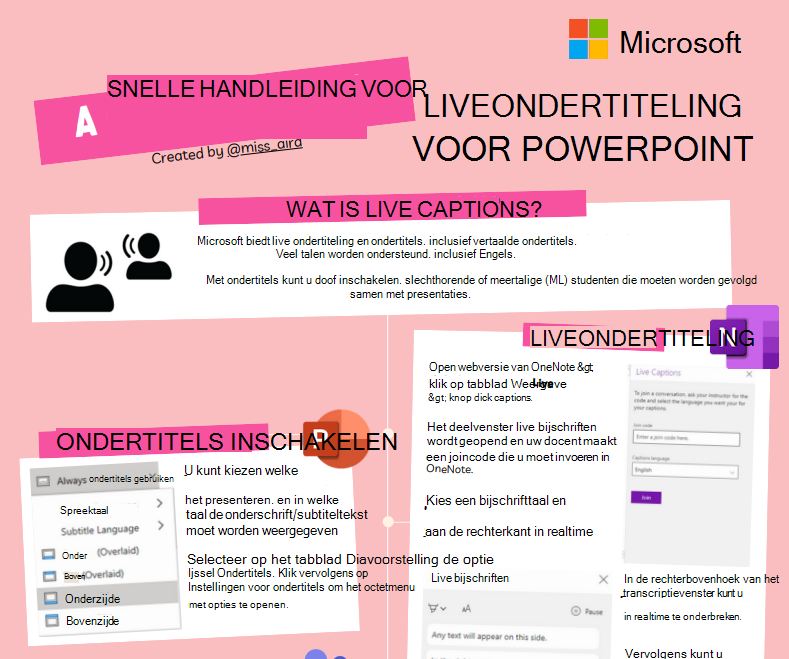 Schermafbeelding van liveondertitels