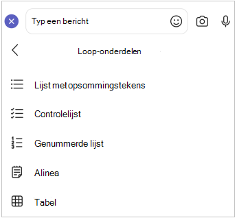 menu Loop onderdeel voor mobiel