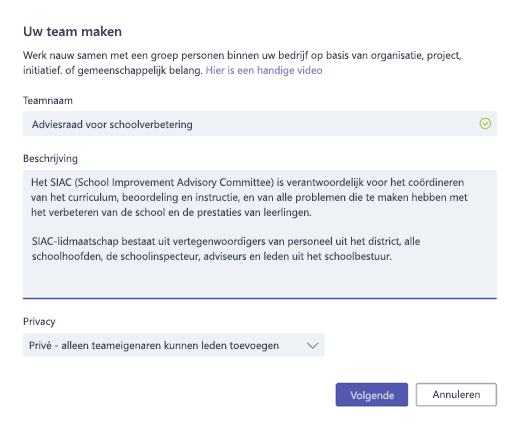 Team maken