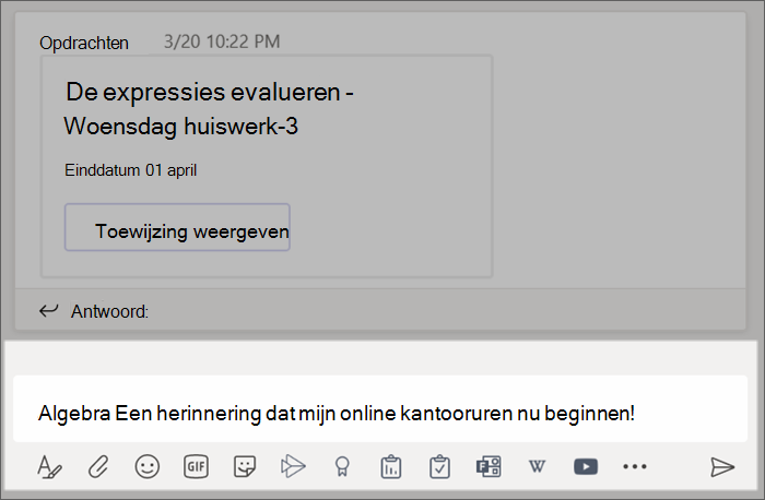 Een bericht getypt in het vak opstellen.
