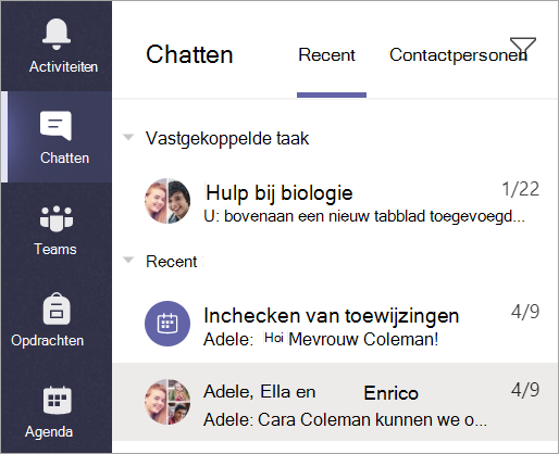 Selecteer Chatgesprek in de app-balk.