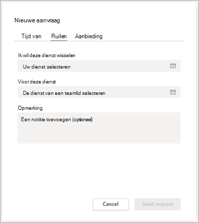 Wissel een dienst met een teamgenoot in Shifts.
