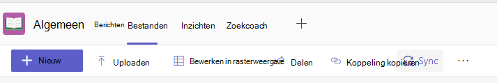 Knop Synchroniseren op het tabblad Files