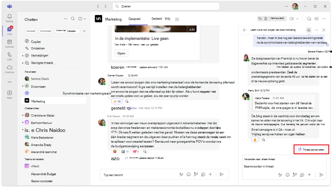 Schermopname van het secundaire beginpunt van een kanaalthread
