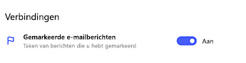 Schermafbeelding van Gemarkeerde E-mailberichten Ingeschakeld in Instellingen onder Verbindingen
