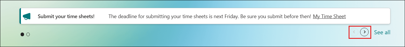 Screenshot of the navigation controls on the lower-right side under the news spotlight highlighted.