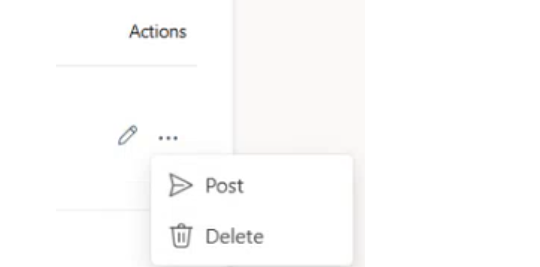 Actiemenu voor concepten posten