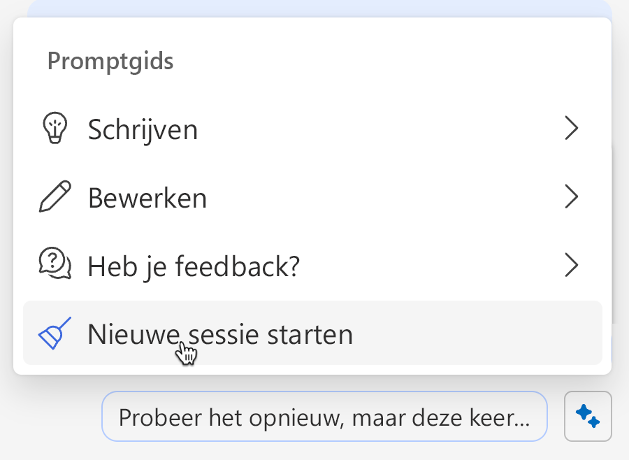 Schermopname laat zien hoe het Copilot-geheugen kan worden gewist uit het sprankelende menu.