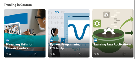 Thumbnails of trending articles in an app