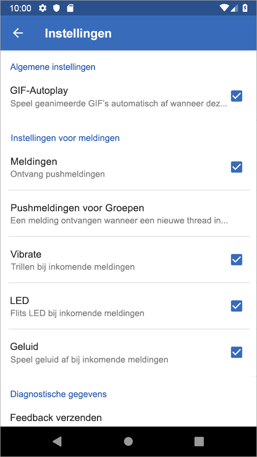 Opties voor Android-instellingen