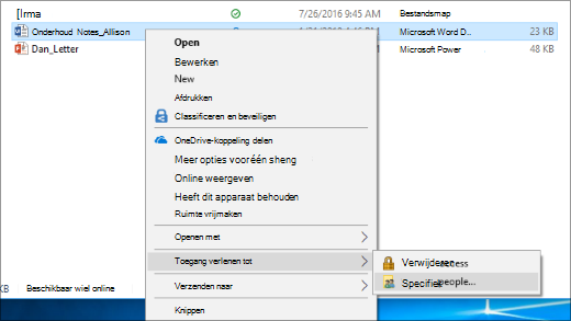 Een bestand delen met specifieke personen in een netwerk
