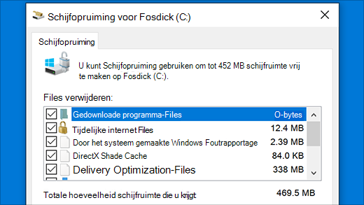 Het hulpprogramma Schijfopruiming uitvoeren