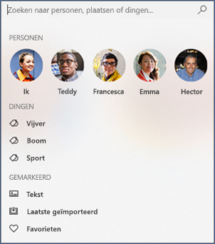 Schermafbeelding van het zoekvak in de Foto's-app.