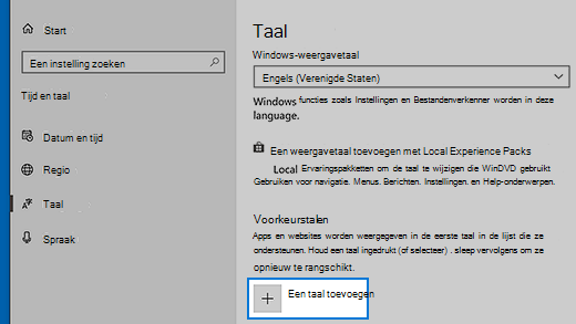 Taalinstellingen in Windows 10