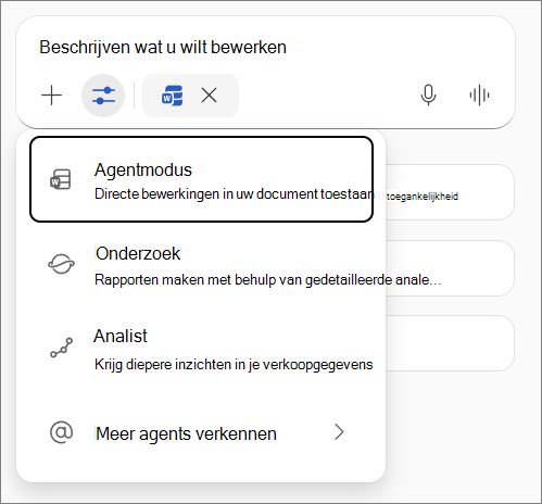 Agentmodus in Word.