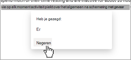 Dicteren-suggestie als gemarkeerd woord.