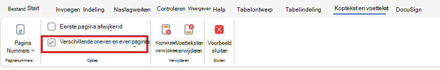 H&f verschillende even en oneven pagina's
