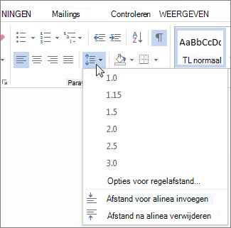 Scherm Regel- en alinea-afstand