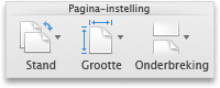 Tabblad Word-indeling, groep Pagina-instelling