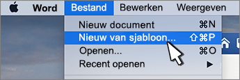 Nieuwe van sjabloonoptie