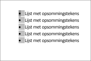 Opsommingstekens geselecteerd