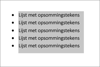 Geselecteerde tekst van lijst met opsommingstekens