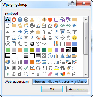 Knopopties in het vak Knop wijzigen